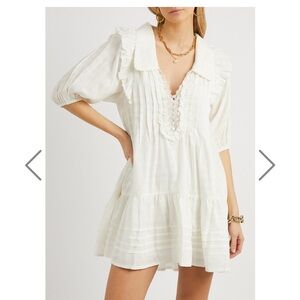 FREE PEOPLE
Elora White Ruffled Cotton-blend Mini Dress